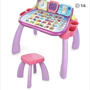 New VTech Pink & Purple Touch-and-Learn Activity Desk for Kids